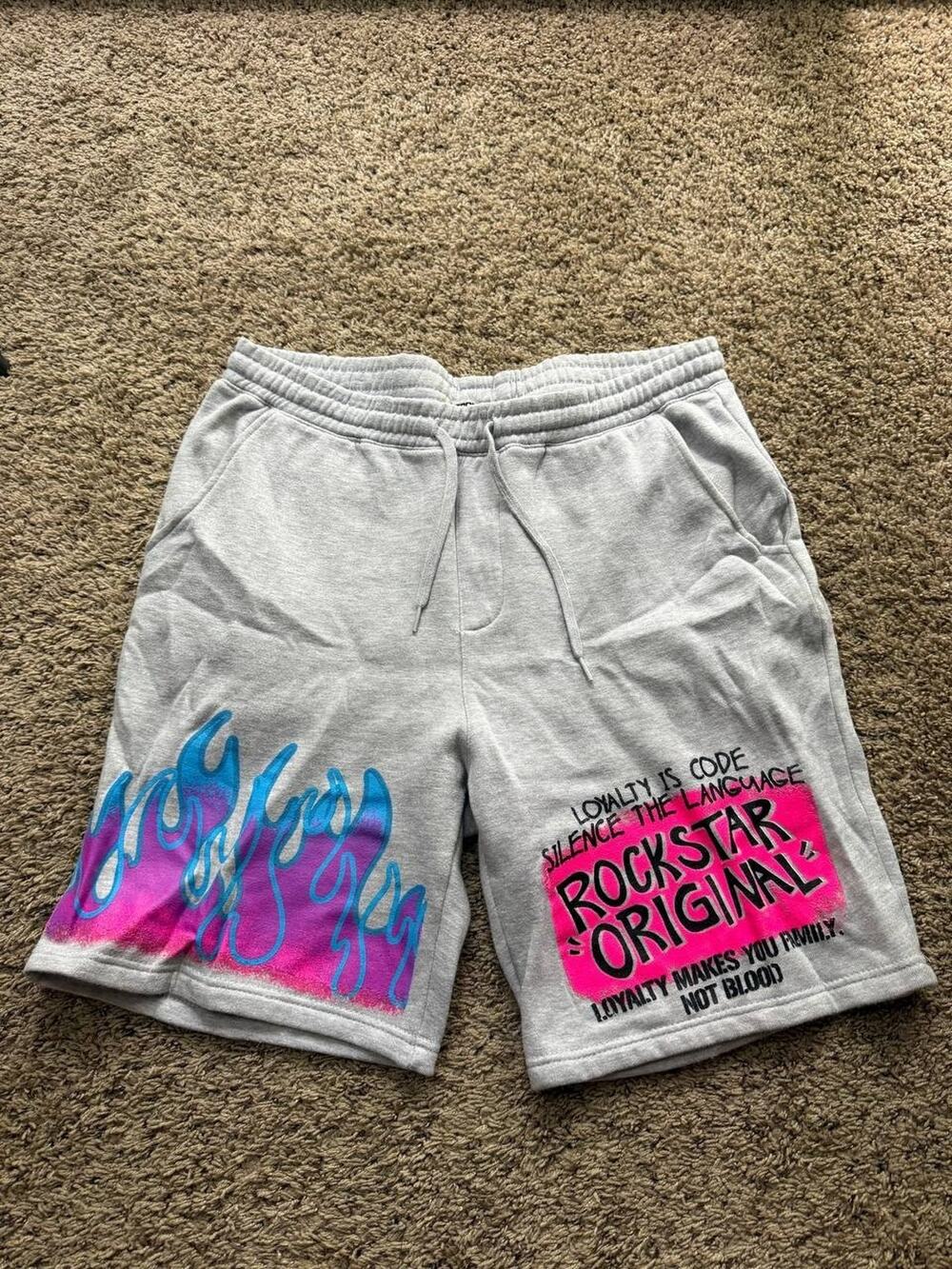 Rockstar Original Gray Shorts Man’s Graphic Streetwear XL size